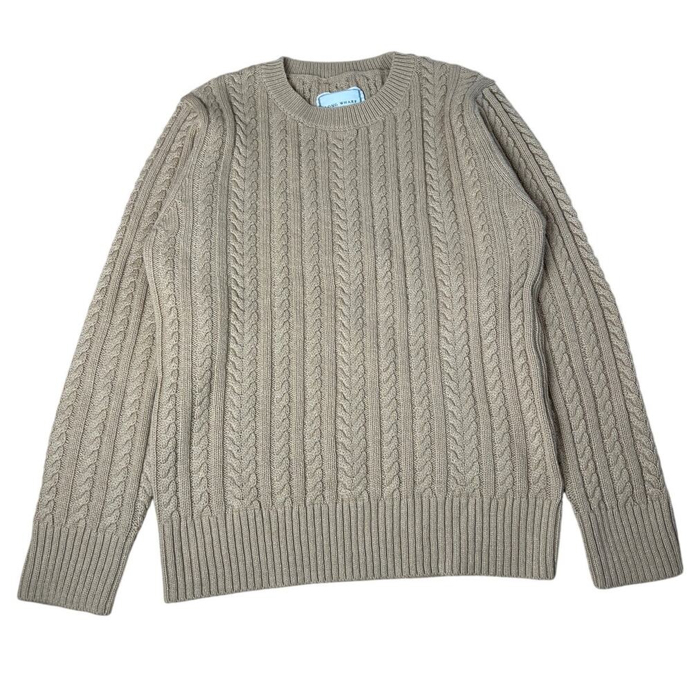 Long Wharf Size Medium Crewneck Sweater Cable Knit Pullover